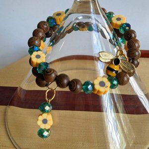 Honeybee to my Sunflower Wire Wrap Bracelet